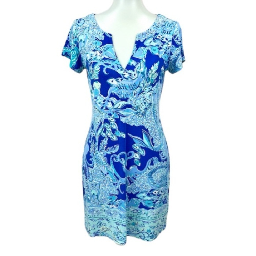 Lilly Pulitzer UPF 50 Sophiletta Stretch Dress in Blue Current Sea Sirens